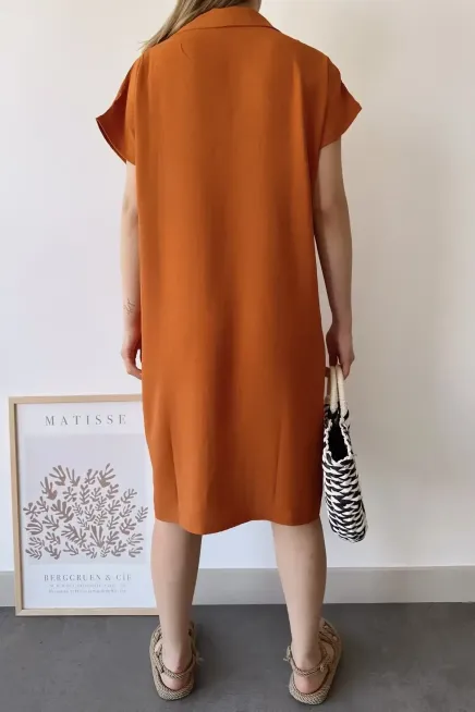 Polo Yaka Kısa Kol Elbise-700-2883-kr