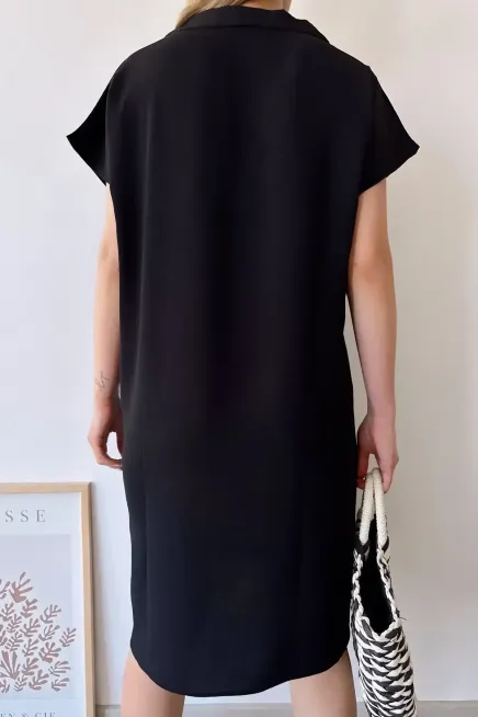 Polo Yaka Kısa Kol Elbise-700-2883-syh