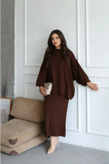 Tunik ve Etek İkili Triko Takım