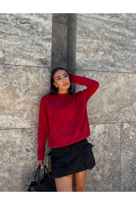 Yıldız Desenli Triko Bluz Kırmızı - 2