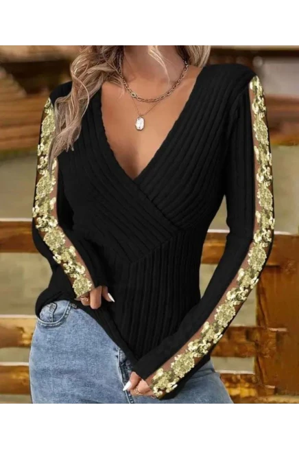Payet Garnili Kaşkorse Bluz