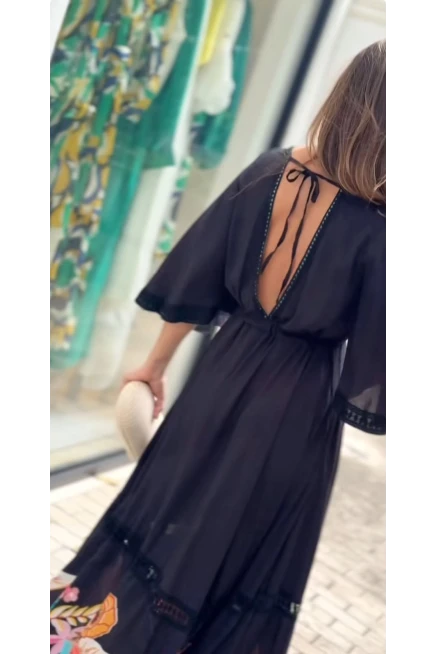 Micro Kumaş Çiçek Desenli Maxi Boy Elbise