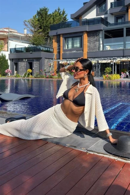 Jenny Ajurlu Etek Takım Beyaz