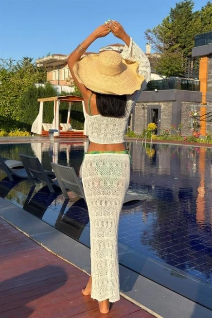 Katy Ajurlu Tek Kol Takım Beyaz