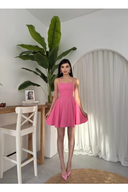 Pole İp Askılı Elbise Pembe
