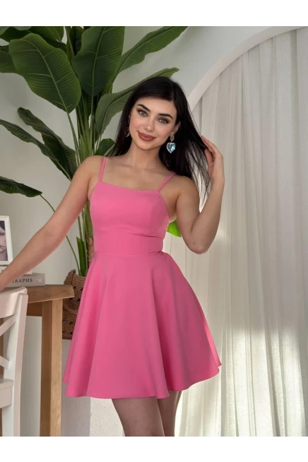 Pole İp Askılı Elbise Pembe