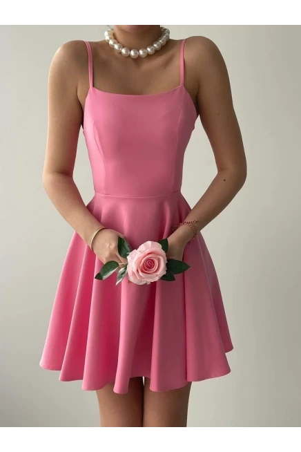 Pole İp Askılı Elbise Pembe