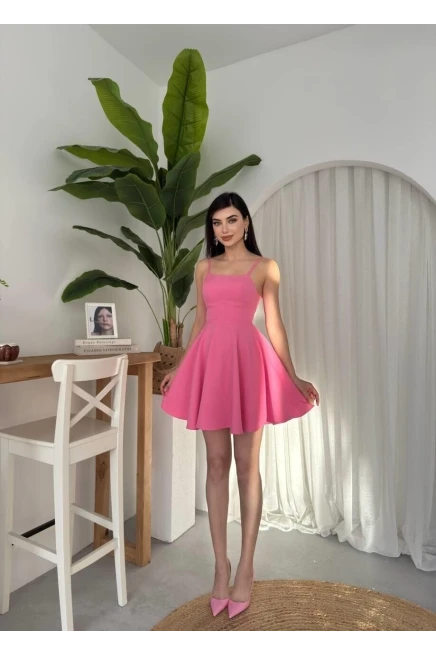 Pole İp Askılı Elbise Pembe