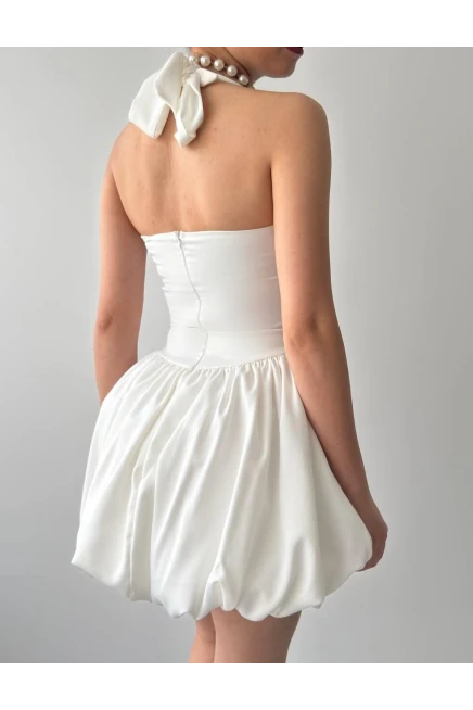 Slim Mini Elbise Beyaz