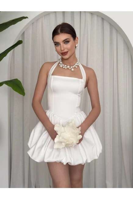 Slim Mini Elbise Beyaz