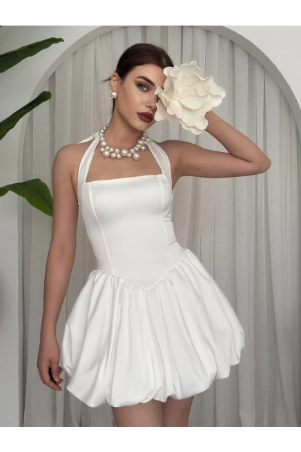 Slim Mini Elbise Beyaz