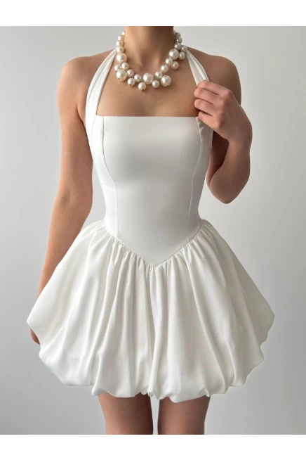 Slim Mini Elbise Beyaz