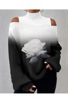 Scuba Dalgıç Kumaş Çiçek Detaylı Bluz