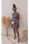 New Sezon Prenses Kumaş Zebra Desen Şort Elbise