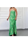 Varaklı Krep Kumaş Tasarım Elbise