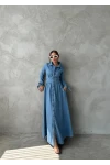 Maxi Denim Düğmeli Elbise