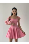 Askılı Mini Elbise Pembe