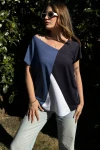 Blok Tasarım Salaş T-Shirt Lacivert