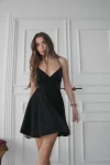 Çapraz Detay Simli Kumaş Elbise