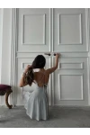 Çapraz Detay Simli Kumaş Elbise