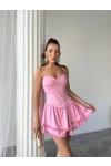Gloplu Fırfır Detay Mini Elbise