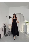 Piliseli Elbise Siyah