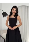 Piliseli Elbise Siyah
