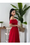 Stars Straplez Elbise Kırmızı